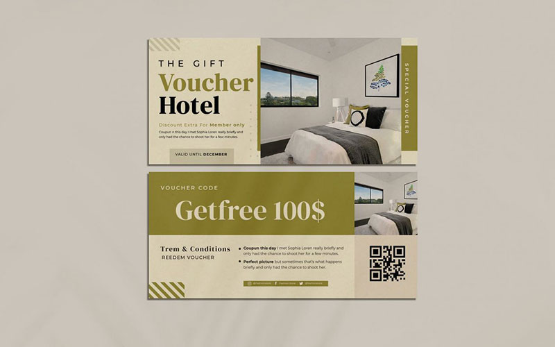 Mẫu card với chương trình giảm giá khuyến mãi khi khách đặt phòng của khách sạn