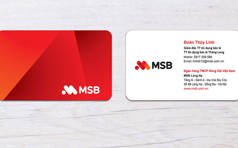 Mẫu card visit ngân hàng MSB