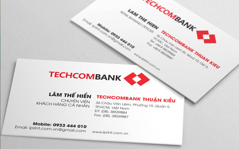 Mẫu card visit ngân hàng Techcom Bank