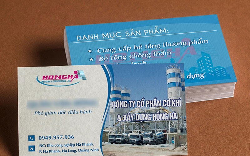 Mẫu thiết kế card visit cho công ty cổ phần cơ khí & xây dựng Hồng Hà