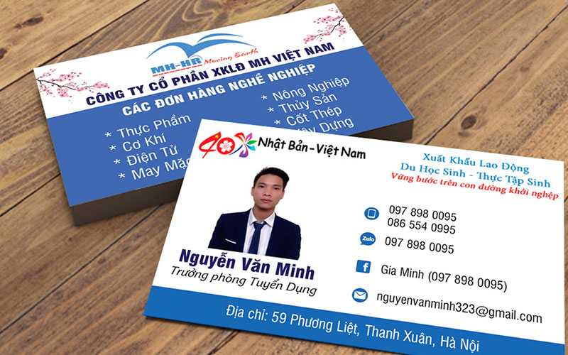 Mẫu card visit của công ty cổ phần XKLD cơ khí Việt Nam
