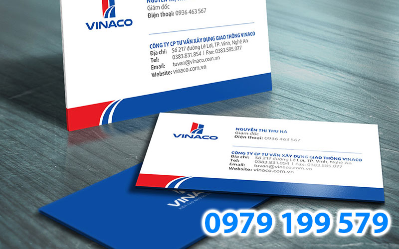 Mẫu card visit của công ty cổ phần tư vấn xây dựng giao thông Vinaco