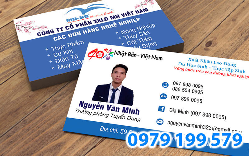 Mẫu card visit của công ty cổ phần XKLD MH Việt Nam