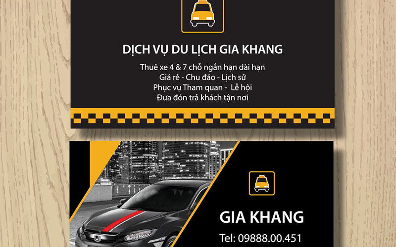 Mẫu card visit của dịch vụ cho thuê xe du lịch Gia Khang