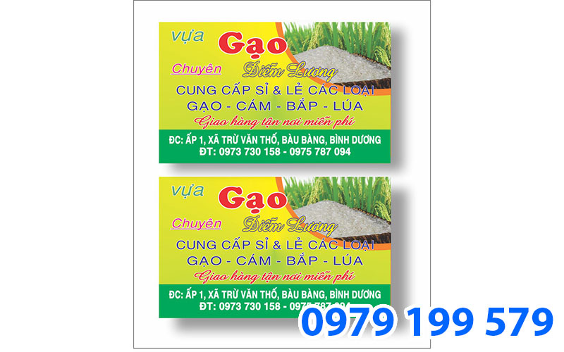 Mẫu card visit quảng cáo của vựa gạo Diễm Lương