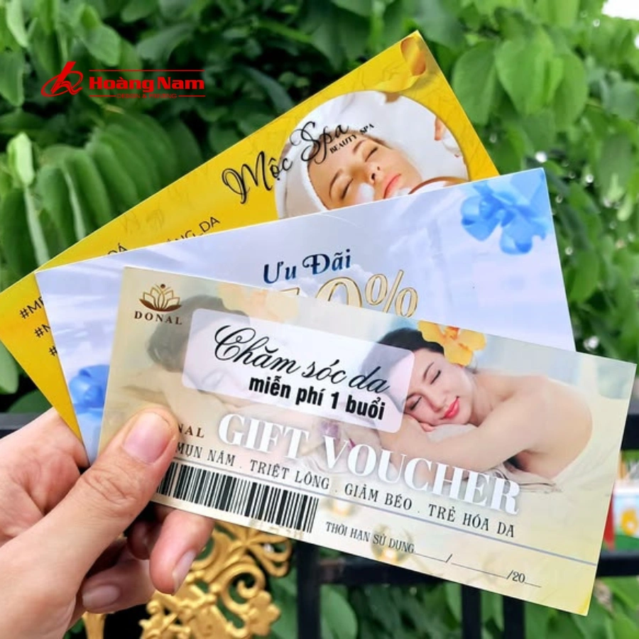 Mẫu phiếu giảm giá 04 in phiếu giảm giá, in voucher in hoàng nam