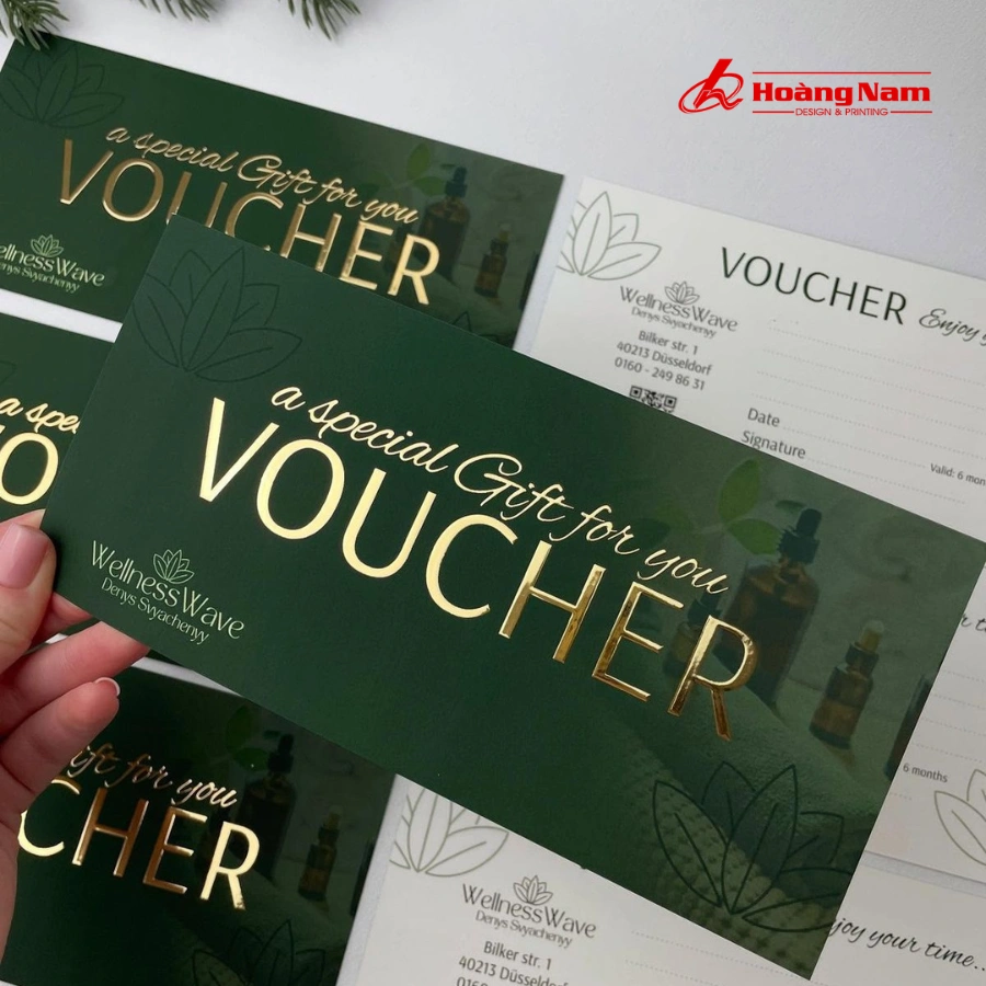 Mẫu phiếu giảm giá 05 in phiếu giảm giá, in voucher in hoàng nam